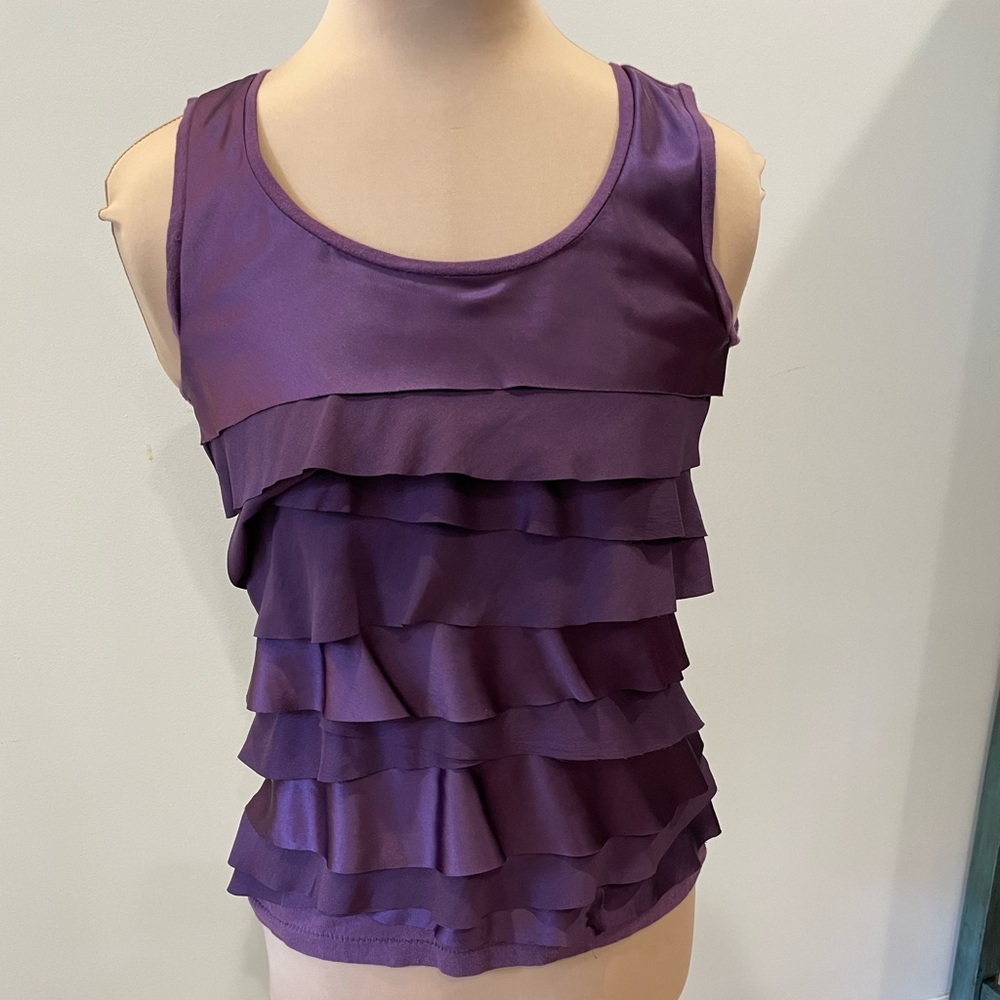 Ann Taylor Loft Petites Purple Ruffled Tank Top
